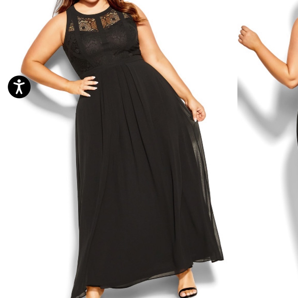 Paneled Bodice Maxi Dress - Black